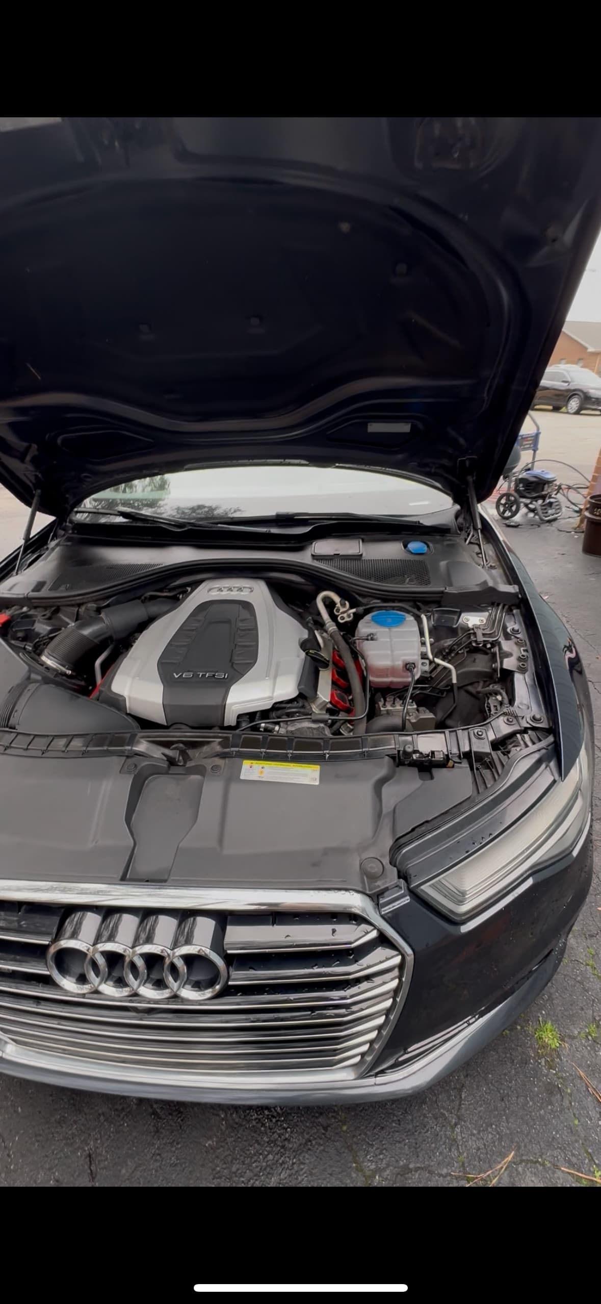 Audi engine bay after detailing